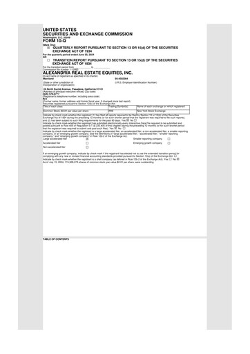 Thumbnail Alexandria Real Estate Equities
 10-Q Quarterly Report FY2024 