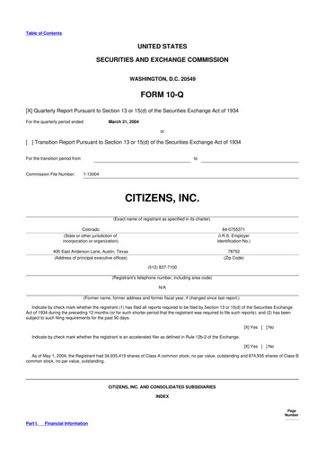 Thumbnail Citizens Inc 10-Q Quarterly Report FY 