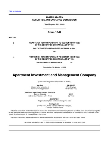 Thumbnail Aimco 10-Q Quarterly Report FY 