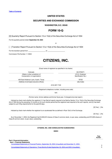 Thumbnail Citizens Inc 10-Q Quarterly Report FY 