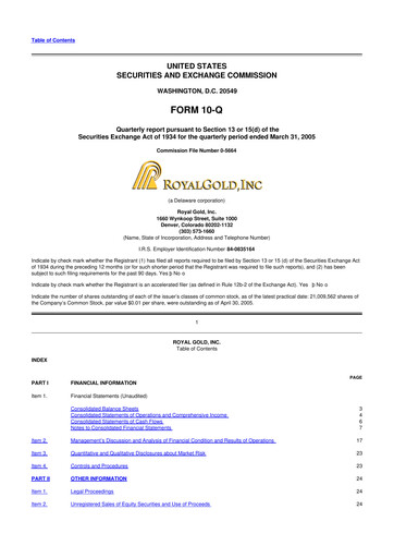 Vorschaubild Royal Gold
 10-Q Quartalsbericht  