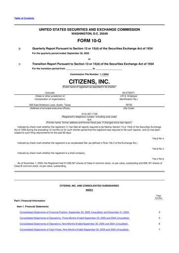 Thumbnail Citizens Inc 10-Q Quarterly Report FY 