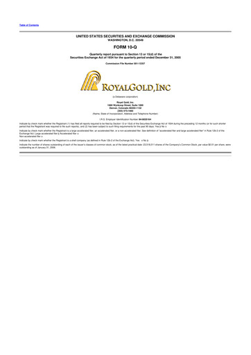 Vorschaubild Royal Gold
 10-Q Quartalsbericht  