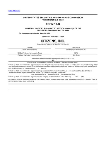 Thumbnail Citizens Inc 10-Q Quarterly Report FY 