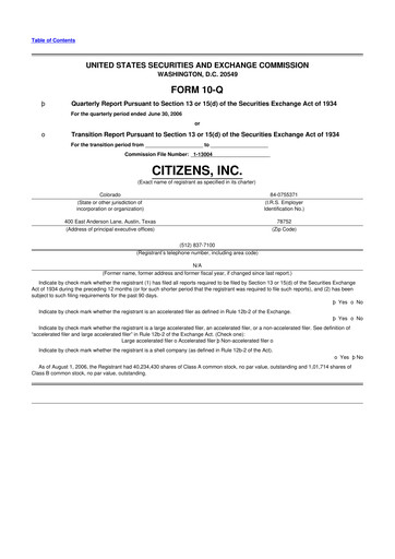 Thumbnail Citizens Inc 10-Q Quarterly Report FY 