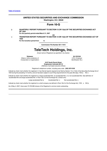 Thumbnail TTEC 10-Q Quarterly Report FY 