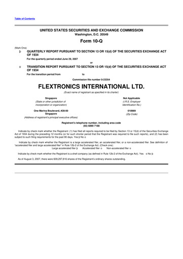 Miniature Flex 10-Q Rapport trimestriel  
