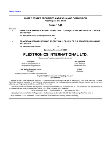 Miniature Flex 10-Q Rapport trimestriel  