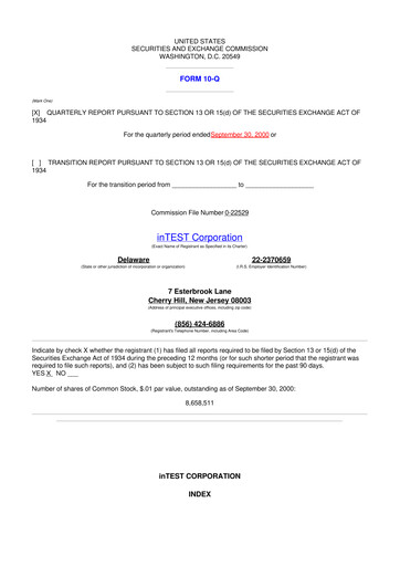 Thumbnail inTEST Corporation 10-Q Quarterly Report FY 