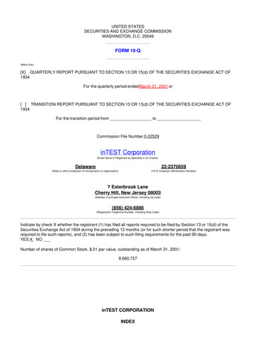 Thumbnail inTEST Corporation 10-Q Quarterly Report FY 