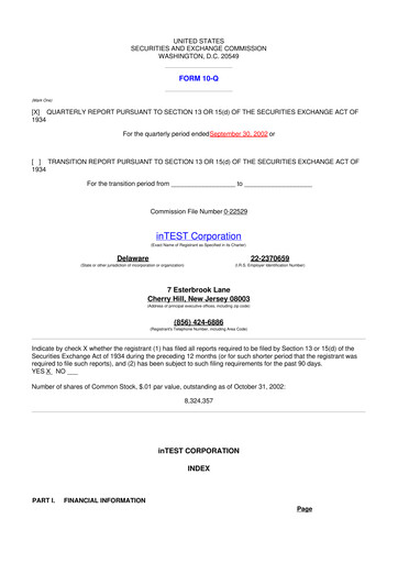 Thumbnail inTEST Corporation 10-Q Quarterly Report FY 