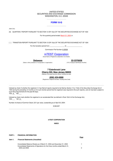 Thumbnail inTEST Corporation 10-Q Quarterly Report FY 