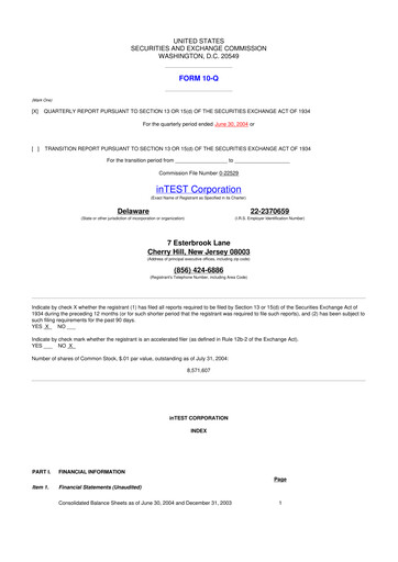 Thumbnail inTEST Corporation 10-Q Quarterly Report FY 