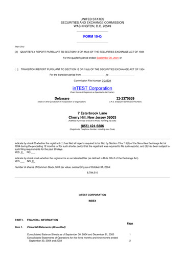 Thumbnail inTEST Corporation 10-Q Quarterly Report FY 