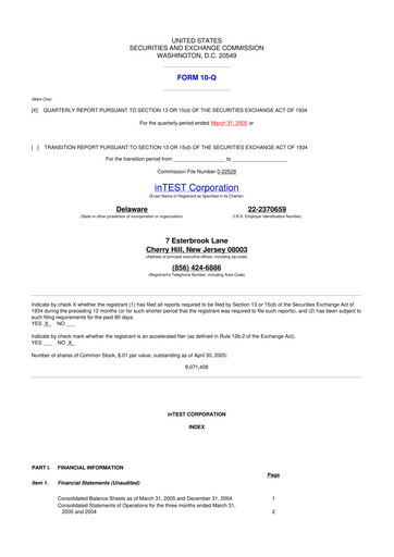 Thumbnail inTEST Corporation 10-Q Quarterly Report FY 