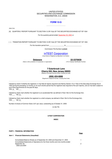 Thumbnail inTEST Corporation 10-Q Quarterly Report FY 