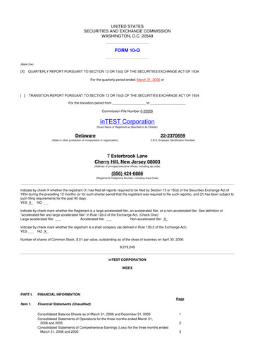 Thumbnail inTEST Corporation 10-Q Quarterly Report FY 