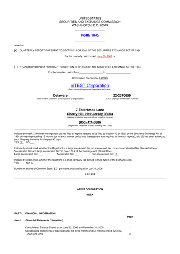 Thumbnail inTEST Corporation 10-Q Quarterly Report FY 