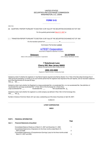 Thumbnail inTEST Corporation 10-Q Quarterly Report FY 