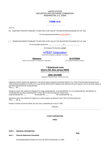 Thumbnail inTEST Corporation 10-Q Quarterly Report FY 