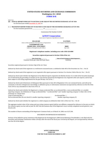 Thumbnail inTEST Corporation 10-K Annual Report 