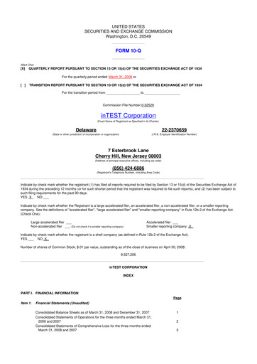 Thumbnail inTEST Corporation 10-Q Quarterly Report FY 