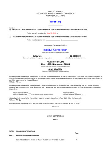 Thumbnail inTEST Corporation 10-Q Quarterly Report FY 