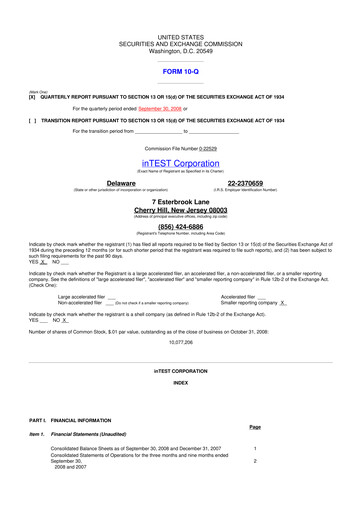 Thumbnail inTEST Corporation 10-Q Quarterly Report FY 