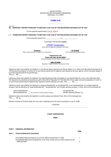 Thumbnail inTEST Corporation 10-Q Quarterly Report FY 