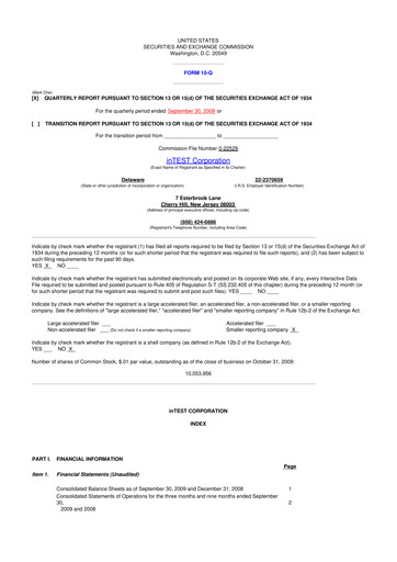 Thumbnail inTEST Corporation 10-Q Quarterly Report FY 