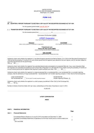 Thumbnail inTEST Corporation 10-Q Quarterly Report FY 