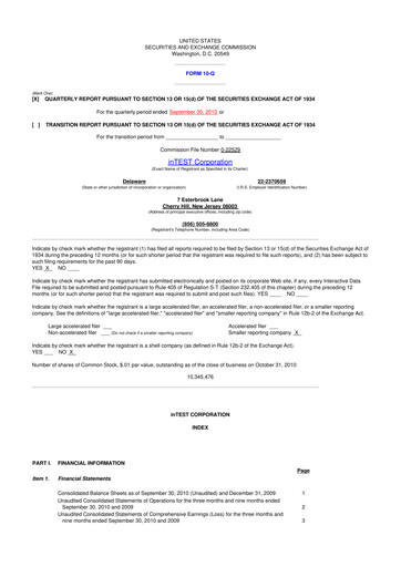 Thumbnail inTEST Corporation 10-Q Quarterly Report FY 