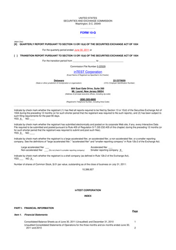 Thumbnail inTEST Corporation 10-Q Quarterly Report FY2011 