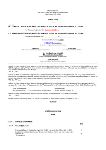 Thumbnail inTEST Corporation 10-Q Quarterly Report FY2011 