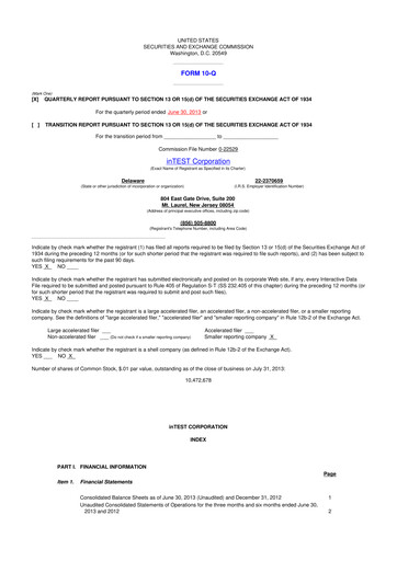 Thumbnail inTEST Corporation 10-Q Quarterly Report FY2013 