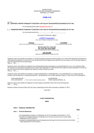 Thumbnail inTEST Corporation 10-Q Quarterly Report FY2013 