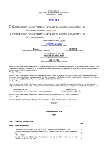 Thumbnail inTEST Corporation 10-Q Quarterly Report FY2014 