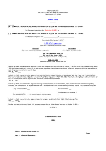 Thumbnail inTEST Corporation 10-Q Quarterly Report FY2014 