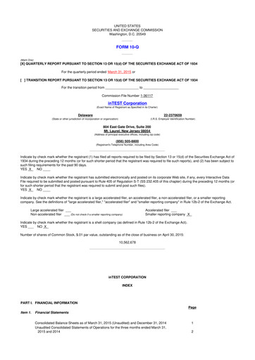 Thumbnail inTEST Corporation 10-Q Quarterly Report FY2015 