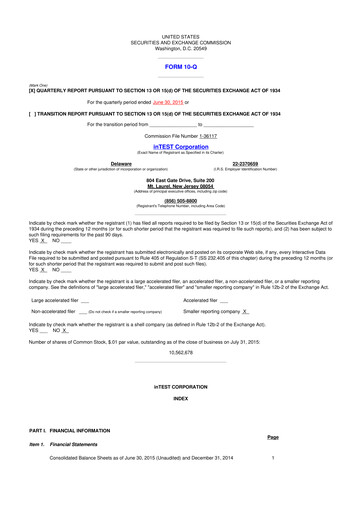 Thumbnail inTEST Corporation 10-Q Quarterly Report FY2015 