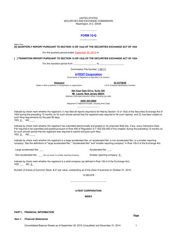 Thumbnail inTEST Corporation 10-Q Quarterly Report FY2015 