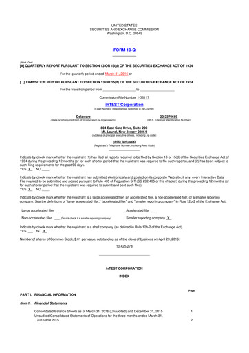 Thumbnail inTEST Corporation 10-Q Quarterly Report FY2016 