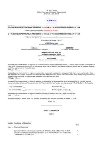 Thumbnail inTEST Corporation 10-Q Quarterly Report FY2016 