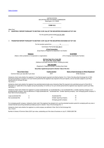 Miniature inTEST Corporation 10-Q Rapport trimestriel 2026 
