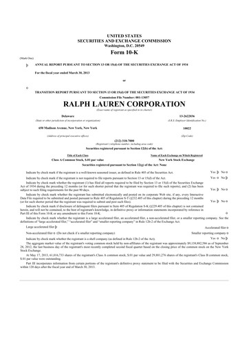 Thumbnail Ralph Lauren 10-K Annual Report 2013