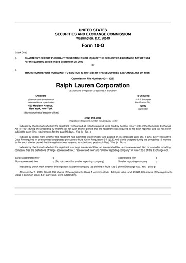 Thumbnail Ralph Lauren 10-Q Quarterly Report FY2014 