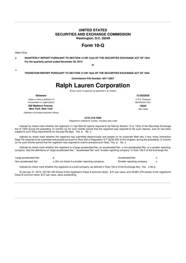 Thumbnail Ralph Lauren 10-Q Quarterly Report FY2014 