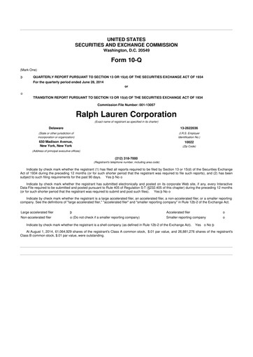 Thumbnail Ralph Lauren 10-Q Quarterly Report FY2015 