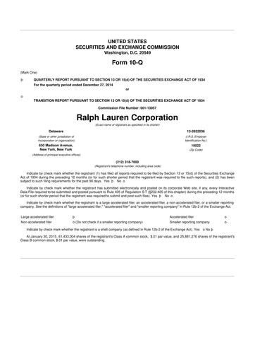 Thumbnail Ralph Lauren 10-Q Quarterly Report FY2015 