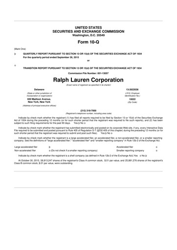 Thumbnail Ralph Lauren 10-Q Quarterly Report FY2016 
